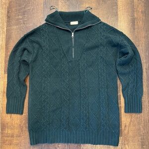 Altar'd State women’s Dark Green half zip cable knit Sweater